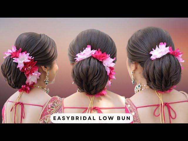 EASY BRIDAL LOW BUN #advancehairstyle #bridalhairstyle #simplehairstyle #easyhairstyle #hairstyl