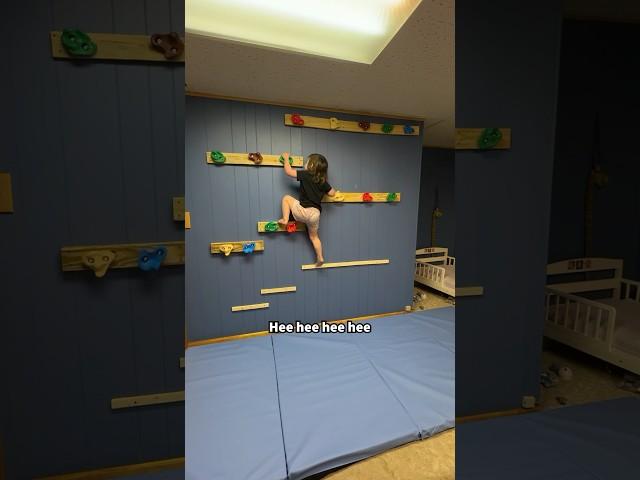 I wish I had this when I was a kid #homestead #diy #family #climbingwall #customroom #woodwork