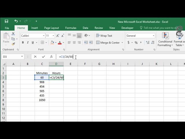 How to Convert  Minutes to Hours in Excel