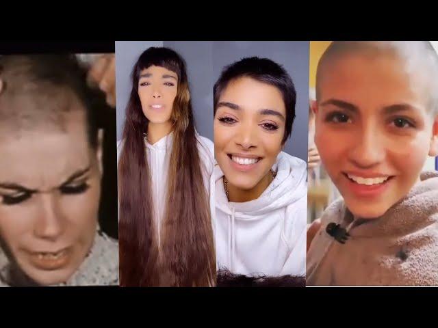 Beautiful women headshave / Blind girl headshave / long hair to headshave