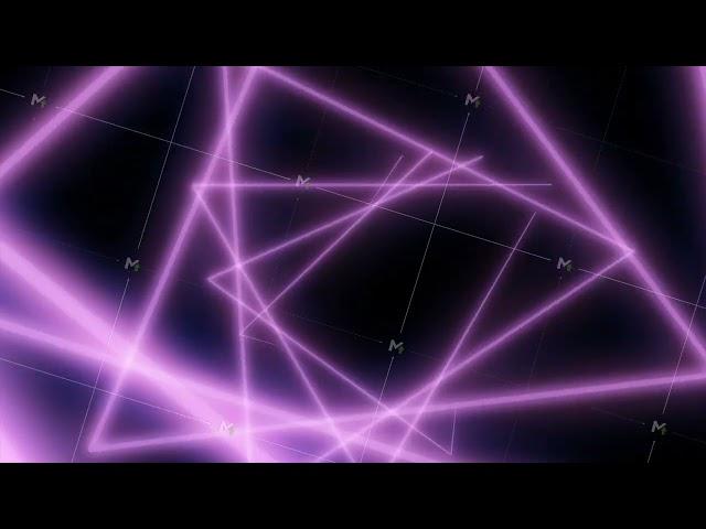 Abstract neon polygons in black space. Lasers lines moving in a circle