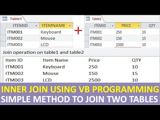 Inner Join using VB programming | Visual Basic Inner Join Tables | Inner join SQL syntax in vb.net