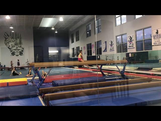 Lobo gymnastics practice silver beam