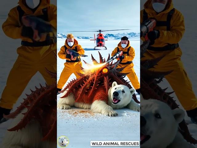 Rescue Team Frees Polar Bear from Alien Creature and the Ending #PolarBear #Rescue #shorts