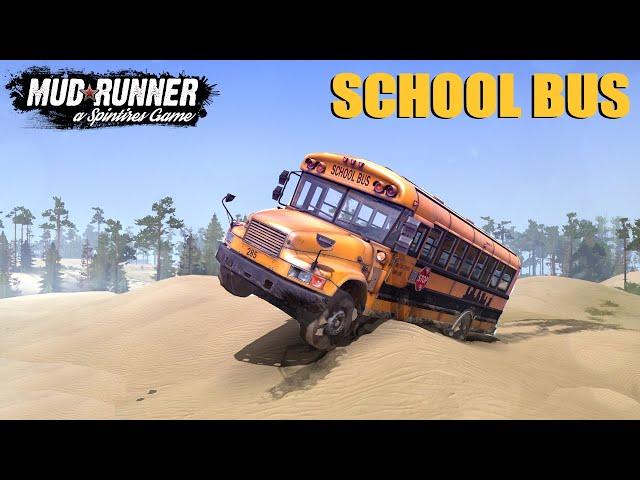 SCHOOL BUS Tries To Drive Through Sand [MudRunner]