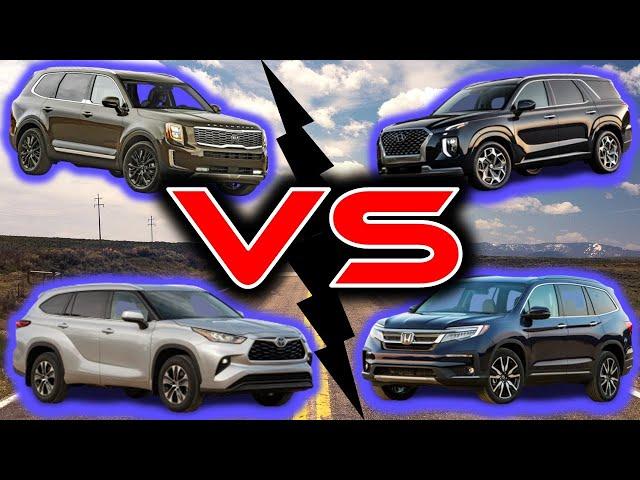 2021 Kia Telluride vs 2021 Hyundai Palisade vs 2021 Honda Pilot vs 2020 Toyota Highlander