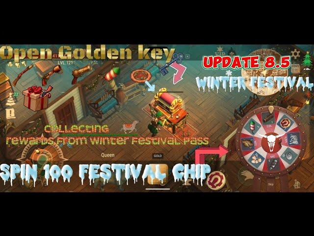 Westland Survival: Spinning 100 Festival Chip Open Golden Key Collecting Rewards From Winter Pass