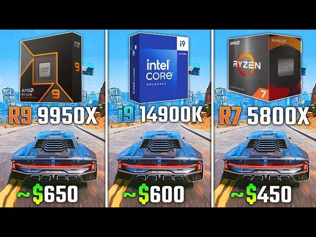 RYZEN 9 9950X vs INTEL i9-14900K vs RYZEN 7 5800X | Test in 6 Games