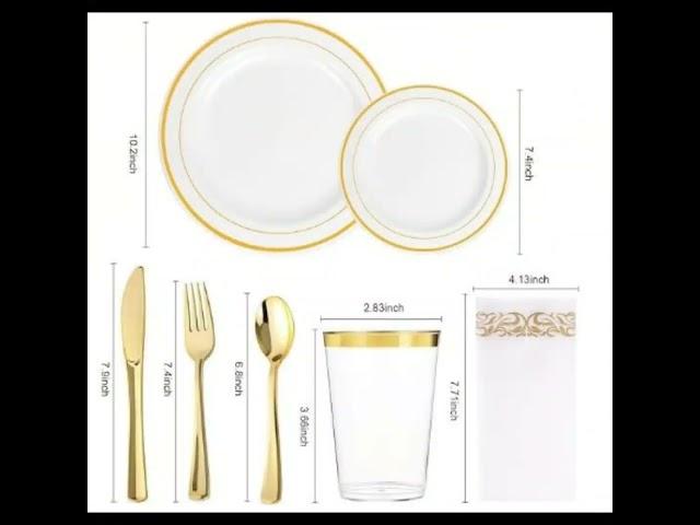 BAYZZ 350 Piece Gold Dinnerware Set