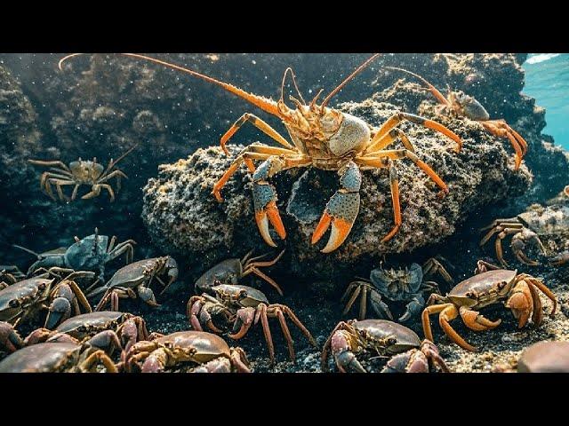 There is an infestation of crab crabs! A big nest under the stone! We also caught a big lobster!