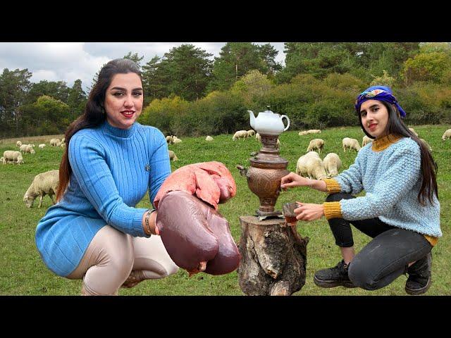 Traditional Cooking For Nomadic Life of Iran : Unique Recipe with Lamb liver & Vegetables