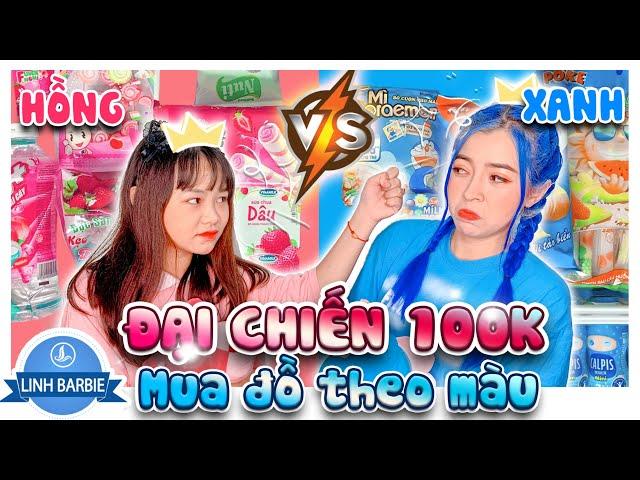 Đại Chiến 100k Mua Đồ Theo Màu (Hồng vs Xanh) I Linh Barbie Vlog