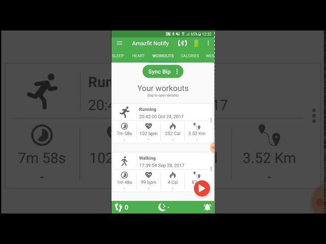 Sync a workout to Strava - Amazfit Notify