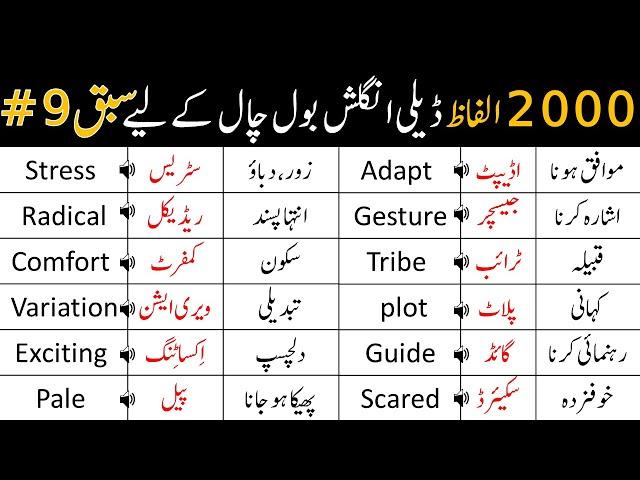 2000 Basic Vocabulary Words Course with Urdu Meaning | Class 9 | @AWEnglish