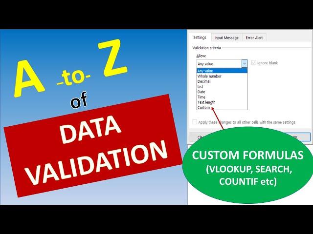 A to Z of Data Validation in Excel (Including 3 unique examples of Custom Validation using Formulas)