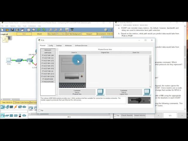 7.2.2.4 Packet Tracer - Comparing RIP and EIGRP Path Selection