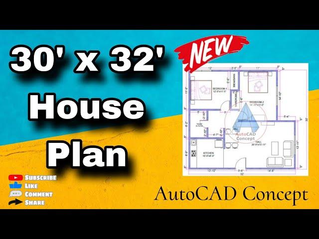 30'x32' House Plan | 30 by 32 Home Plan | Ghar ka Naksha | 960 Sqft house plans @autocadconcept