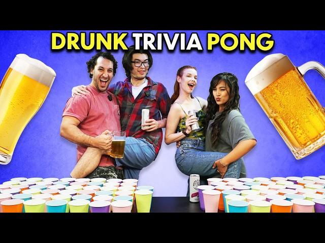 100 Question Drunk Trivia Pong! | Boys Vs. Girls