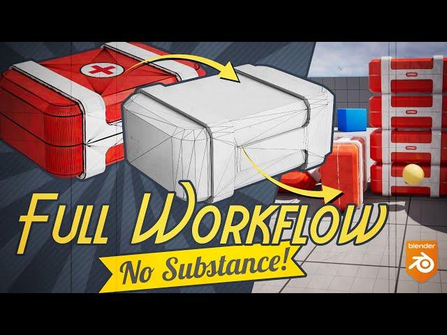 Game asset workflow, modeling, texturing, uv, baking - Blender tutorial