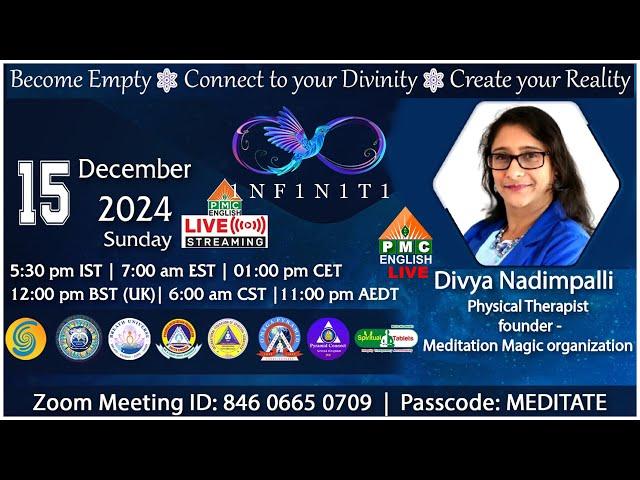  Live 1NF1N1T1: A 52-Week Meditation Program | Divya Nadimpalli | 15th Dec #pmcenglish