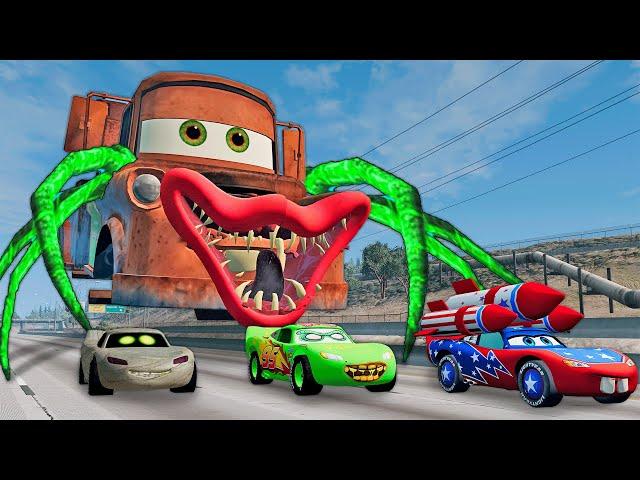 Epic Escape From The Zombie McQueen & Mummy McQueen Eater VS Mater Eater | BeamNG