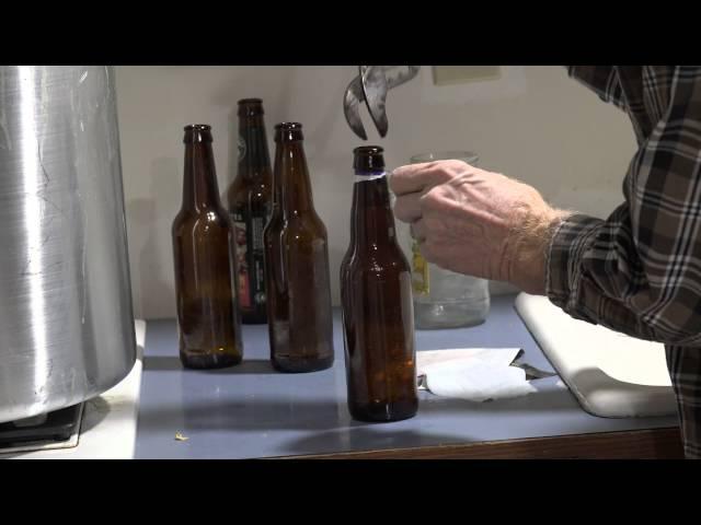 Removing labels from beer bottles