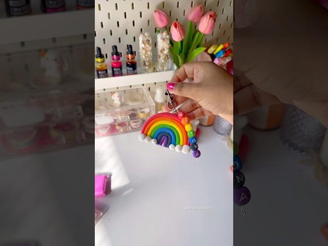 DIY Clay Keychain | Rainbow keychain #shortviral #diy #diycrafts #artandcraft #artshorts #keychain