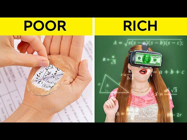 RICH vs. POOR SCHOOL TRICKS || Amazing DIY Crafts! Funny Students Situations by 123 GO! SCHOOL