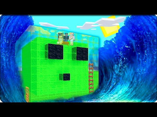 Мы пережили Цунами внутри 1 Блока Слайма в Майнкрафт! Шеди Нуб Девушка Minecraft выживание