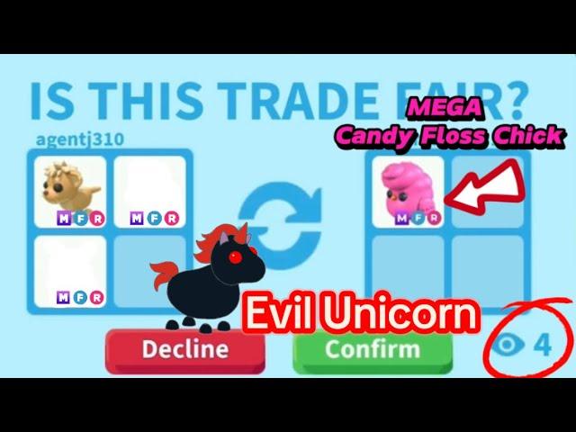 WoW I Traded My Evil Unicorn, MFR Lion Cub & More For A Mega Candy Floss + 2 Mega Legs! Adopt me