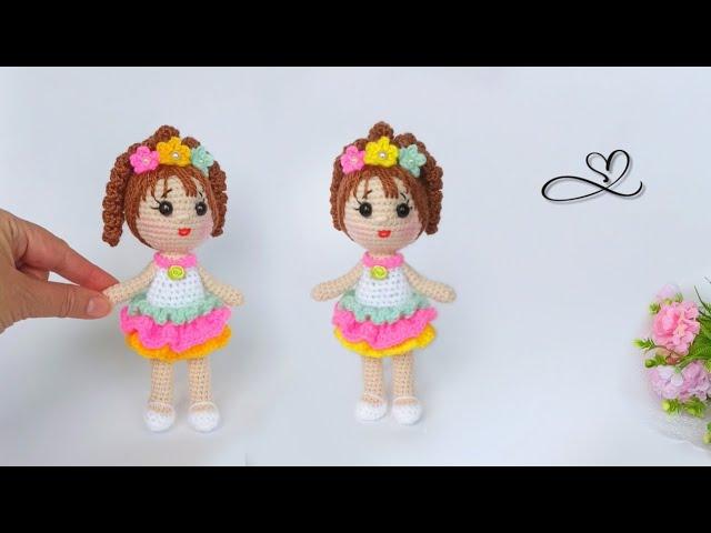 This is so cute! Bestseller  How to crochet a doll with flowers. Part 1