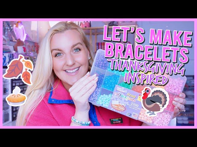 Let’s make fall Thanksgiving beaded bracelets  (how to make pony bead bracelets)