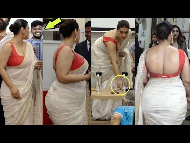 OOPS..Blouse Ke Niche Se Out  Kajol Suffers Biggest Awkward Moment In Saree At Event