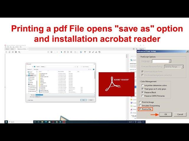 Printing a Pdf File opens save as option and installation acrobat reader