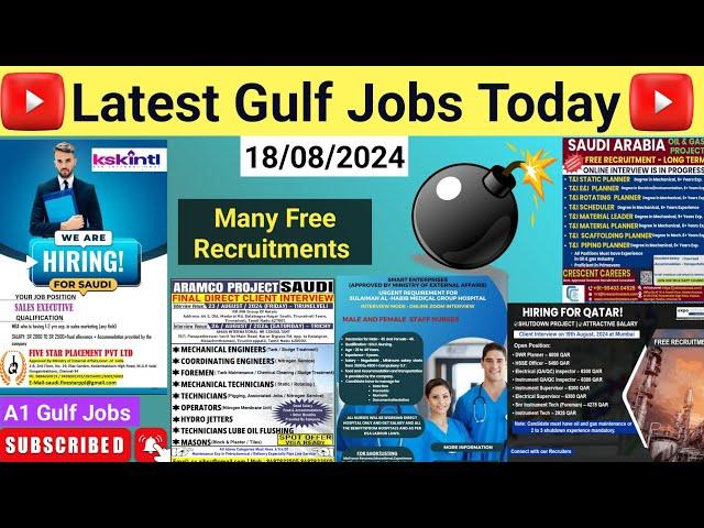 Latest free gulf jobs today, gulf jobs 2024, dubai jobs, gulf jobs August 2024, gulf job interviews