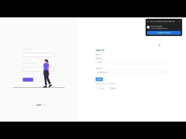 Login and Registration template with vuejs , facebook and google login