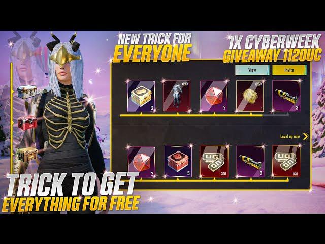 Trick ToGet Everything For Free | New Trick For Everyone | 1x Cyberweek Giveaway 1120Uc | Bgmi