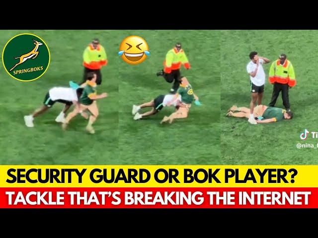 PITCH INVADER PUTS ON A SHOW... UNTIL HE MEETS THE PERFECT SECURITY TACKLE! | SPRINGBOKS NEWS