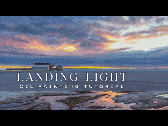 Landing Light Oil Painting Tutorial || How to Glaze a Winter Sunset on a Frozen Lake