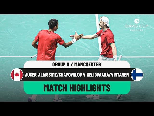 Auger-Aliassime/Shapovalov v Heliovaara/Virtanen | Davis Cup 2024 Finals Group Stage