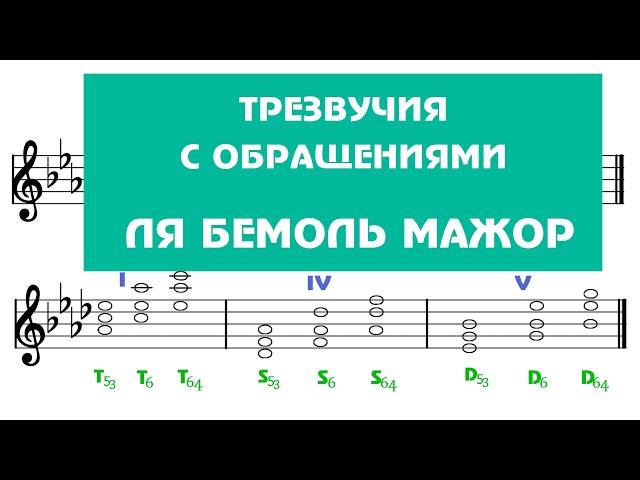 ТРЕЗВУЧИЯ с обращениями - ЛЯ БЕМОЛЬ МАЖОР - Как строить трезвучия