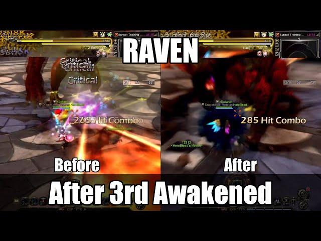 Comparison of Raven before and after 3rd Awakened with same stat STG F18