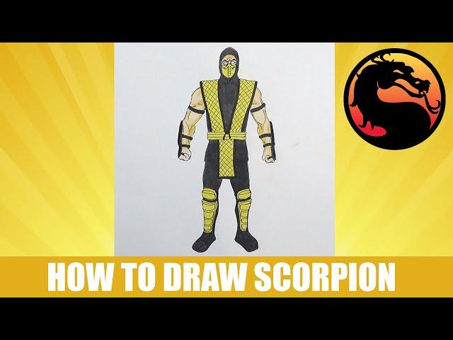 How to draw Scorpion, Mortal Kombat, Как нарисовать Скорпиона, Мортал Комбат