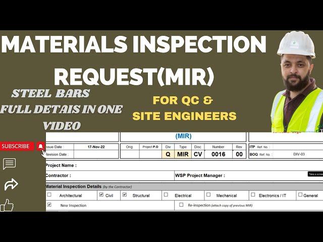 How To Submit Materials Inspection Request MIR| Important Documents For MIR.