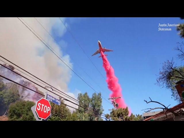 See firefighters battle California fires as aircrafts drop water, flame retardant over Los Angeles