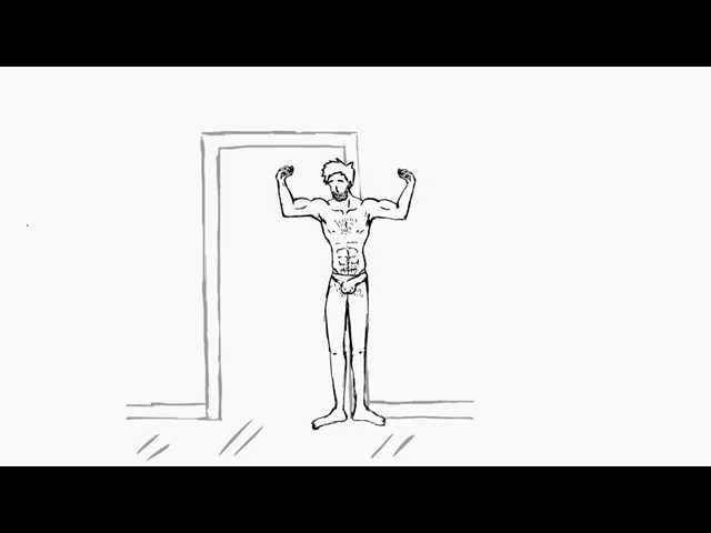 Growing muscle boy animation