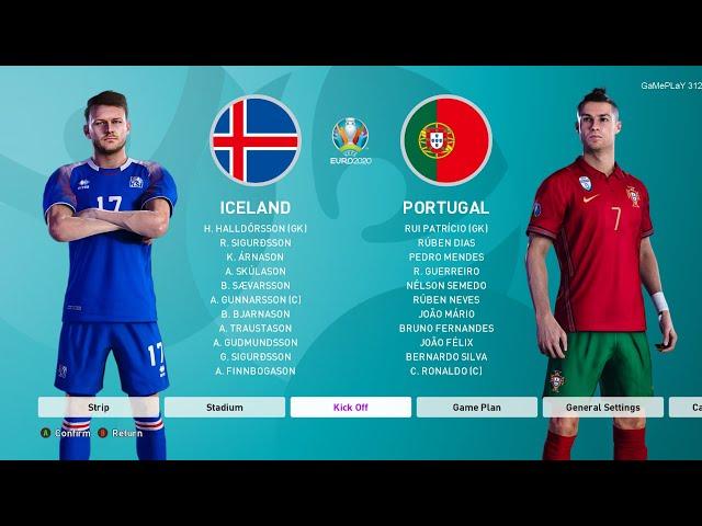 PES 2020 - ICELAND vs PORTUGAL - UEFA EURO 2020 - Gameplay PC - New National Kits 2020/2021