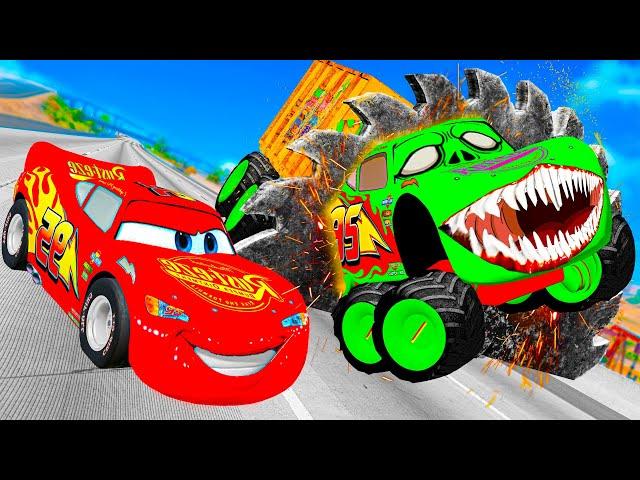 Lightning McQueen and MATER vs ZOMBIE  Pixar cars Zombie apocalypse in  BeamNG.drive