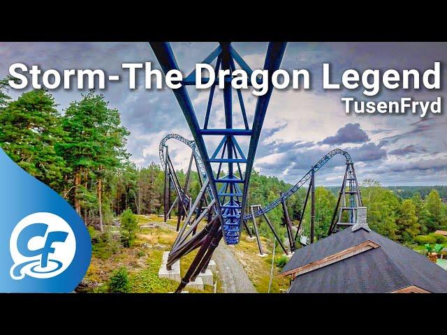 Storm  - The Dragon Legend front seat on-ride 5K POV @60fps Tusenfryd