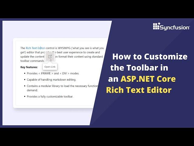 How to Customize the Toolbar in an ASP.NET Core Rich Text Editor